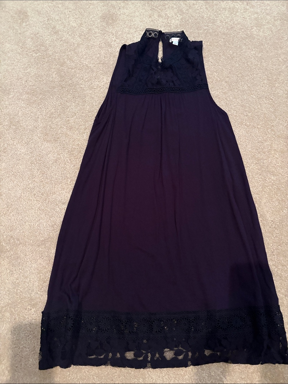 Xhilaration Black Lace Trim Sleeveless Shift Dress